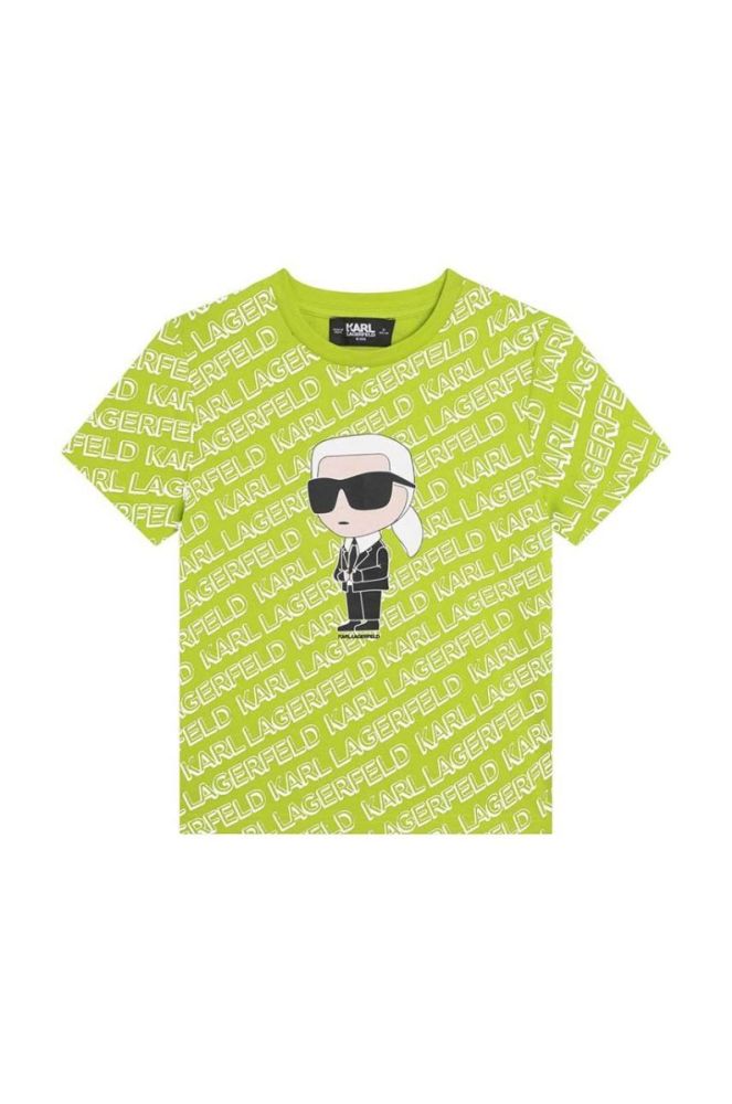 Дитяча бавовняна футболка Karl Lagerfeld колір зелений візерунок (3205243) фото 2