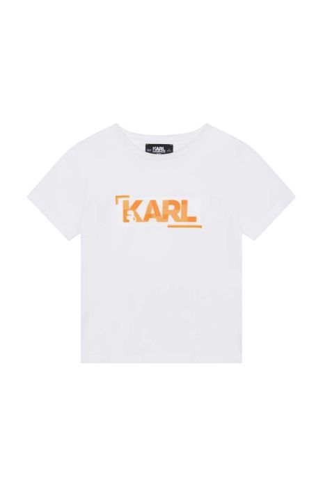 Дитяча бавовняна футболка Karl Lagerfeld колір білий з принтом (3205247)