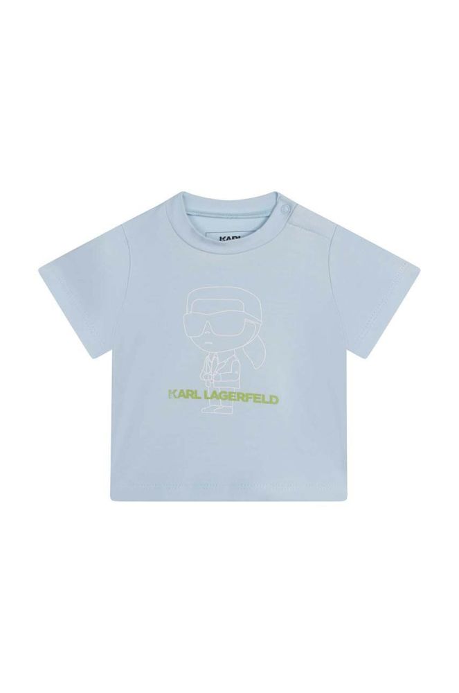 Дитяча футболка Karl Lagerfeld з принтом колір блакитний (3096050)