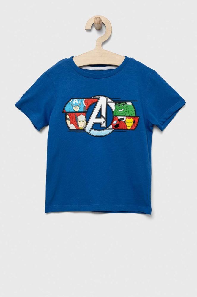 Дитяча бавовняна футболка zippy x Marvel з принтом колір блакитний (3121175)