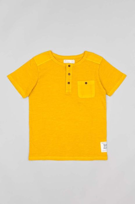 Дитяча бавовняна футболка zippy колір зелений однотонний