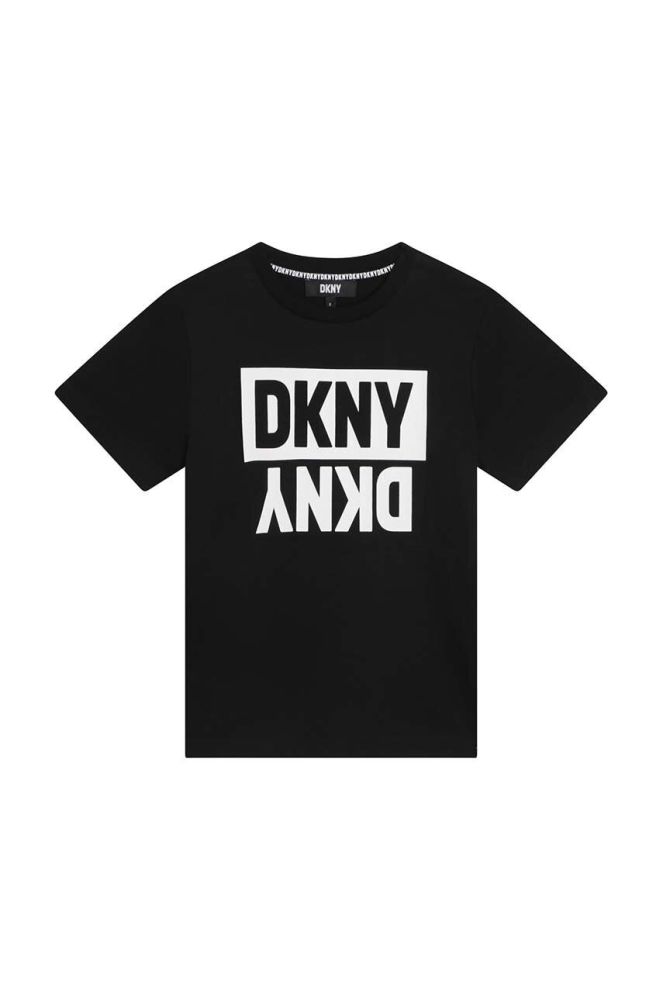 Дитяча бавовняна футболка Dkny колір чорний з принтом (3208051)