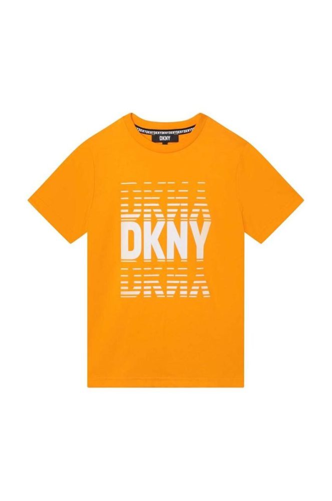 Дитяча бавовняна футболка Dkny колір помаранчевий з принтом (3217309) фото 2