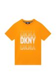Дитяча бавовняна футболка Dkny колір помаранчевий з принтом (3217309)