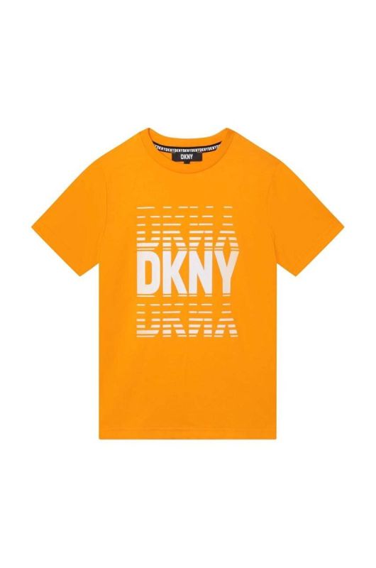 Дитяча бавовняна футболка Dkny колір помаранчевий з принтом (3217309) фото 2