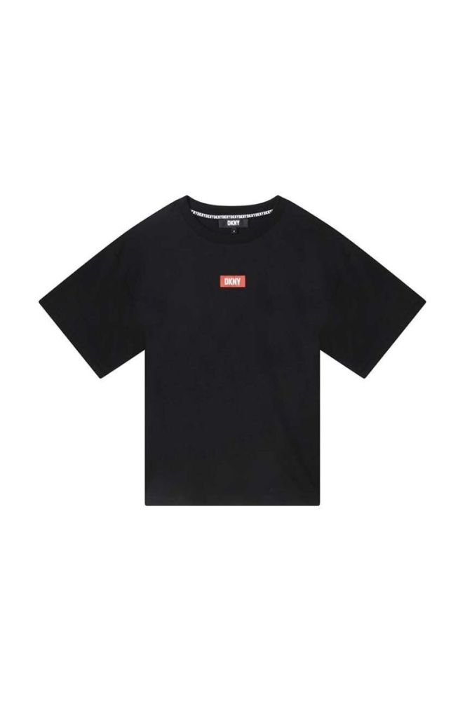 Дитяча бавовняна футболка Dkny колір чорний з принтом (3217316) фото 2