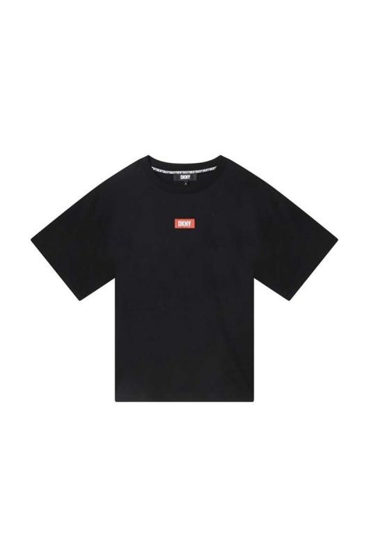 Дитяча бавовняна футболка Dkny колір чорний з принтом (3217316) фото 2