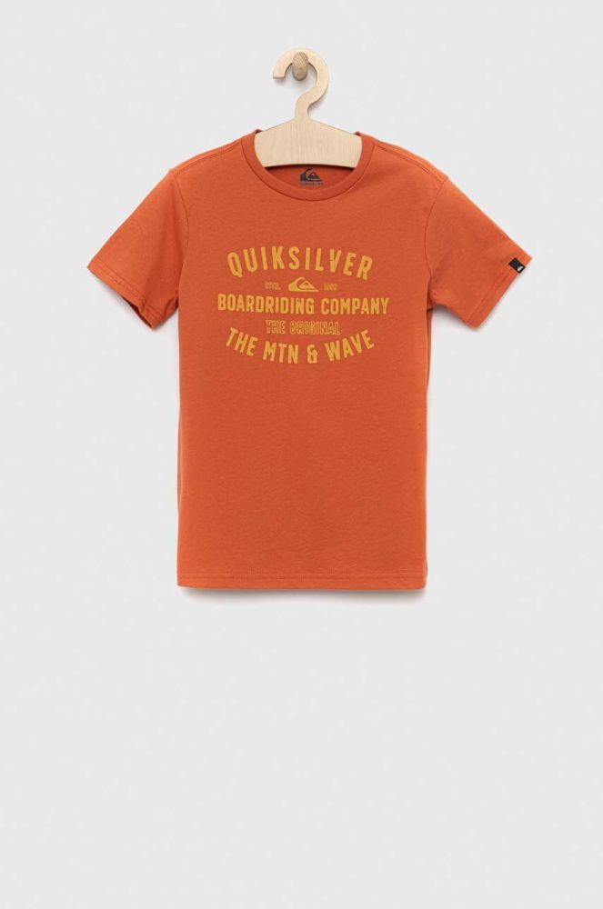 Дитяча бавовняна футболка Quiksilver колір помаранчевий з принтом (2962448)