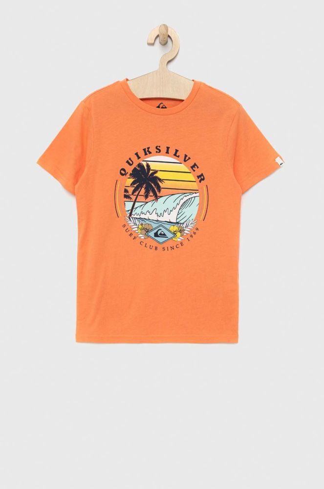 Дитяча бавовняна футболка Quiksilver колір помаранчевий з принтом (2962458)