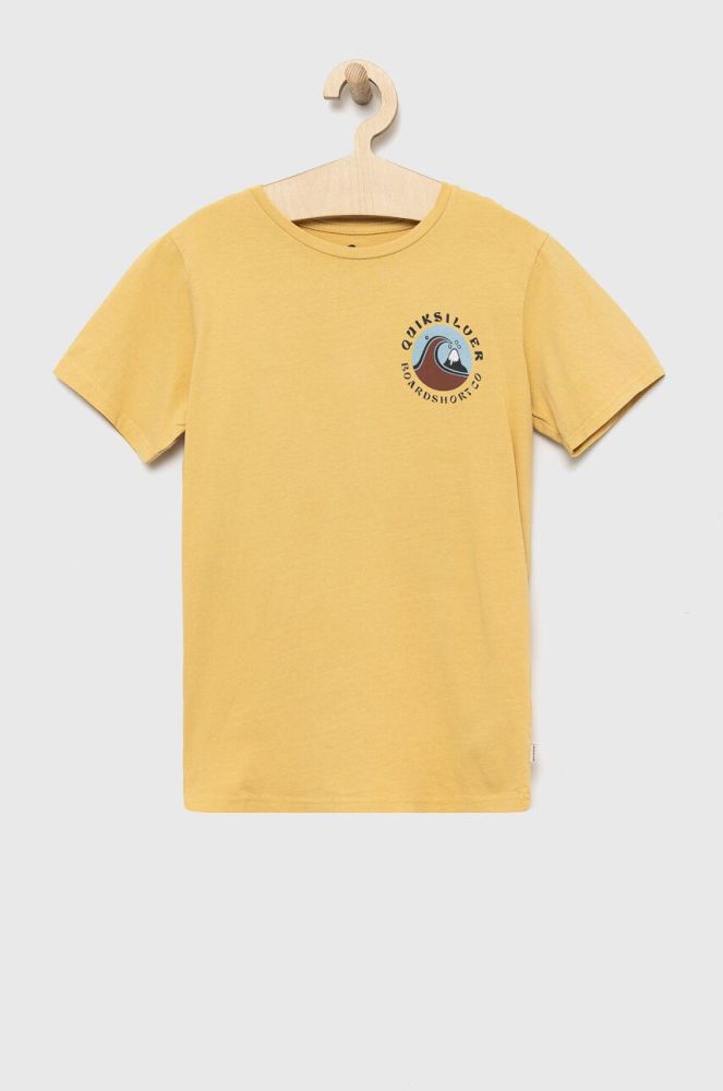 Дитяча бавовняна футболка Quiksilver колір жовтий з принтом