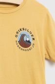 Дитяча бавовняна футболка Quiksilver колір жовтий з принтом