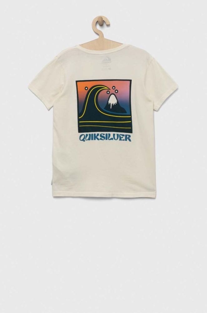 Дитяча бавовняна футболка Quiksilver колір бежевий з принтом (3137170) фото 2
