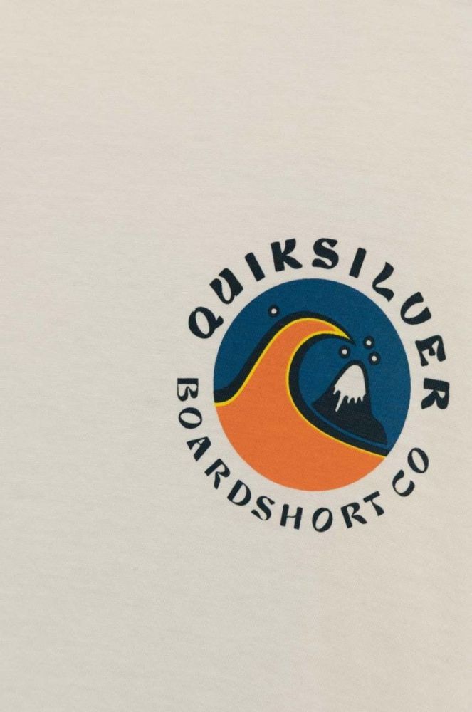 Дитяча бавовняна футболка Quiksilver колір бежевий з принтом (3137170) фото 3