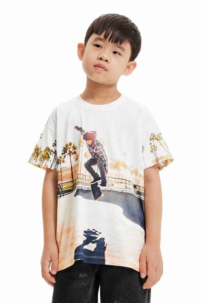 Дитяча бавовняна футболка Desigual візерунок колір барвистий (3046767)