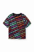 Дитяча бавовняна футболка Desigual колір чорний візерунок