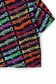 Дитяча бавовняна футболка Desigual колір чорний візерунок