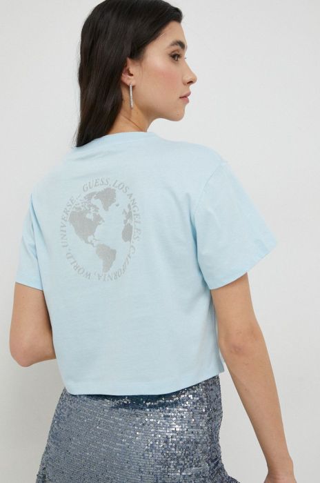 Бавовняна футболка Guess колір блакитний (2948808)