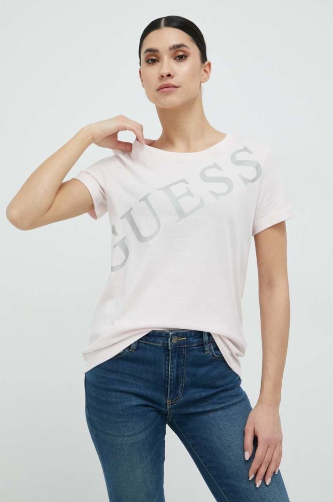 Бавовняна футболка Guess колір рожевий (2948813)