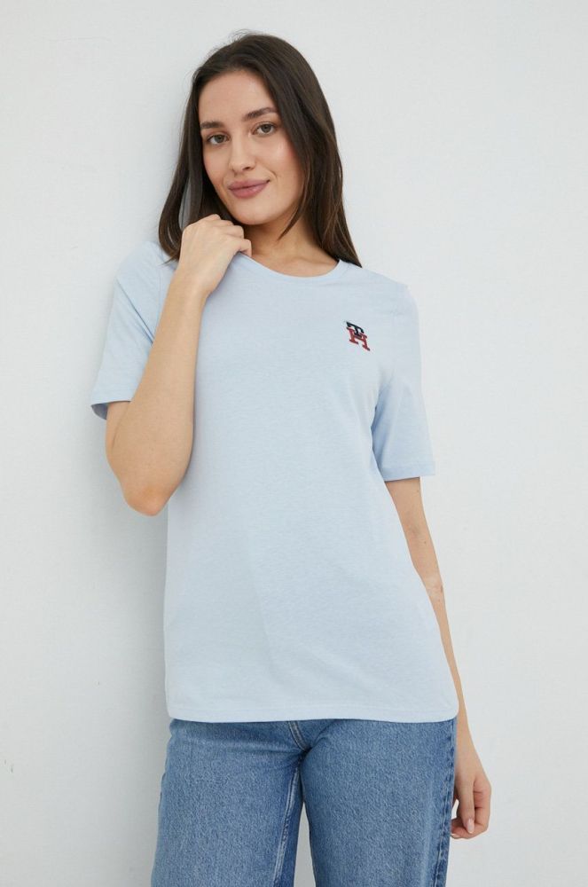 Бавовняна футболка Tommy Hilfiger колір блакитний (2885922)