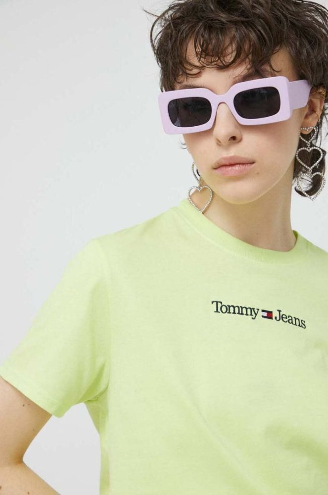Бавовняна футболка Tommy Jeans колір жовтий (2955642) фото 4