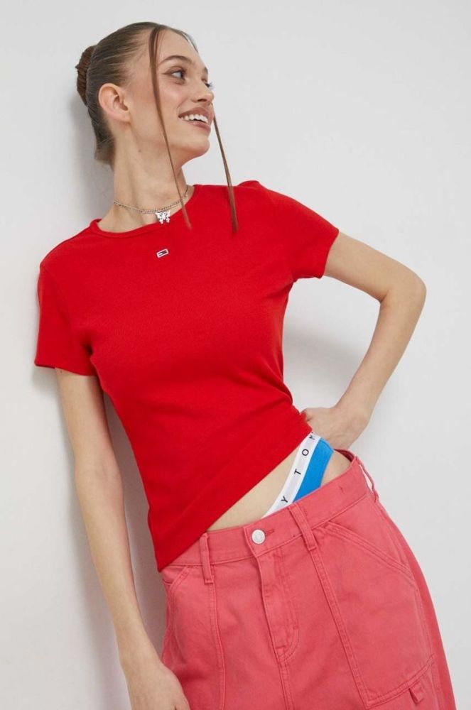 Футболка Tommy Jeans жіночий колір червоний (2982939) фото 4