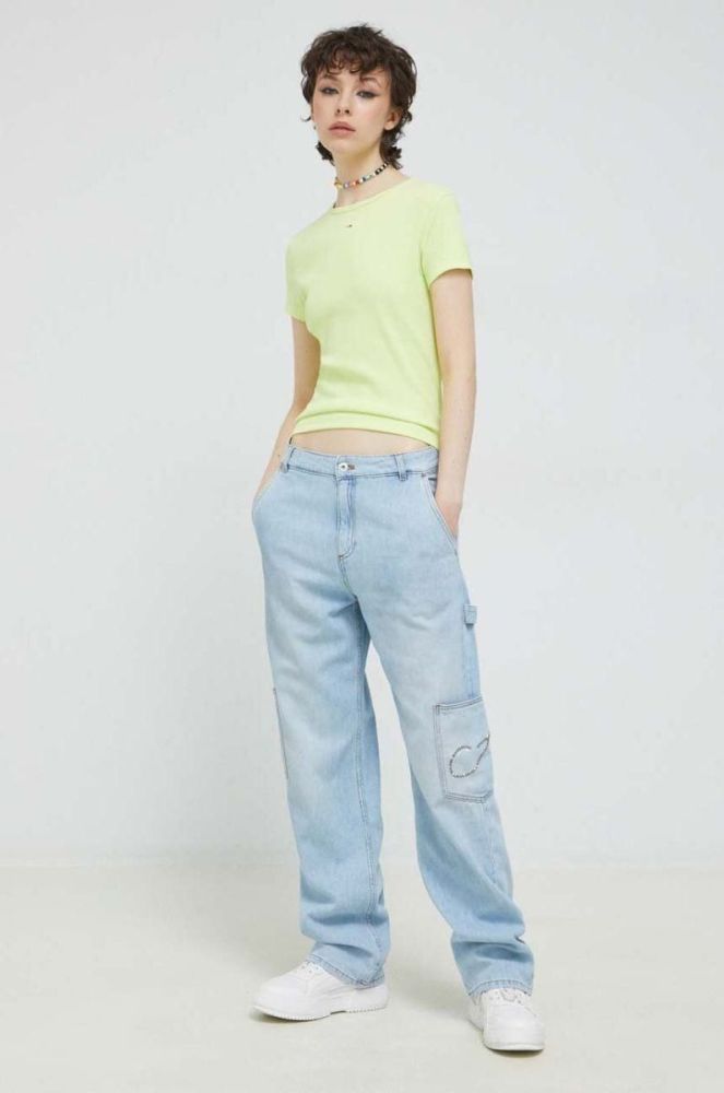 Футболка Tommy Jeans жіночий колір жовтий фото 2