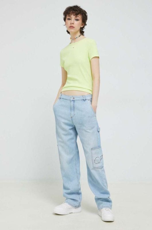 Футболка Tommy Jeans жіночий колір жовтий фото 2