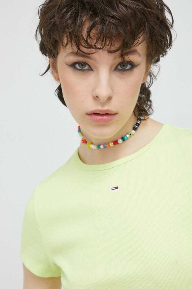 Футболка Tommy Jeans жіночий колір жовтий фото 4