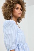 Бавовняна блузка Custommade жіноча в смужку колір блакитний