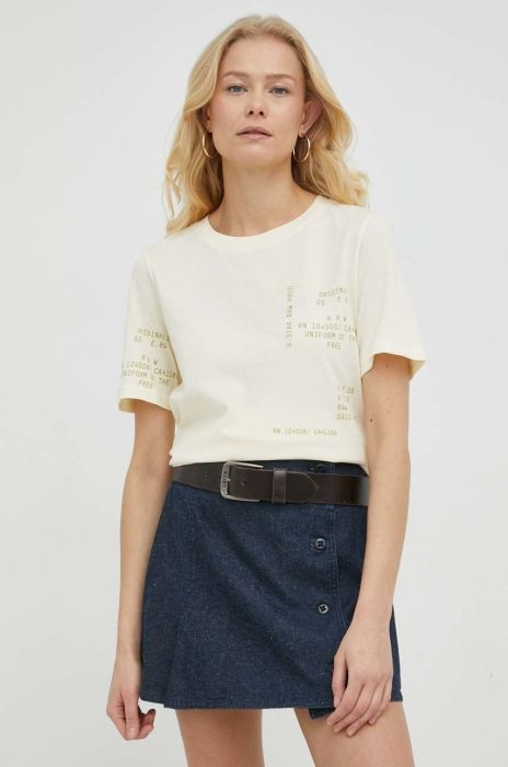 Бавовняна футболка G-Star Raw колір бежевий (2805556)