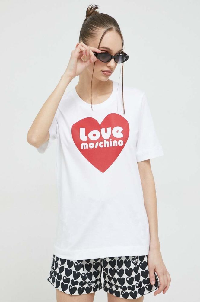 Бавовняна футболка Love Moschino колір білий (3020479)