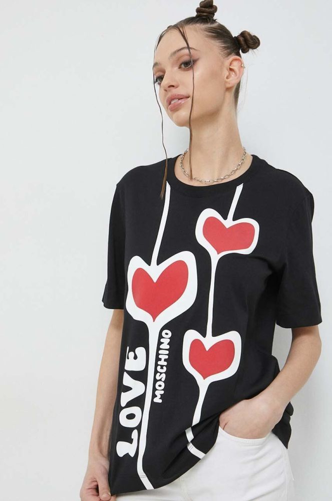 Бавовняна футболка Love Moschino колір чорний (3023608)