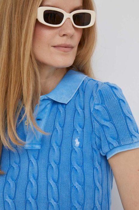 Бавовняне поло Polo Ralph Lauren колір блакитний (3347792)