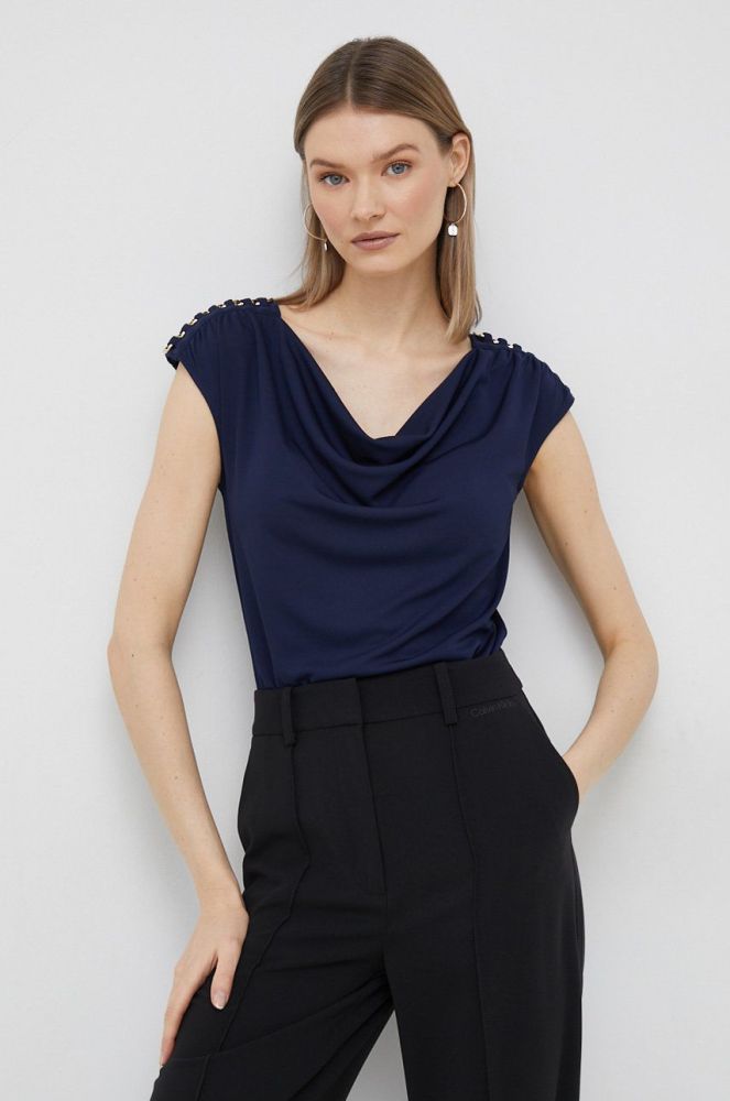 Блузка Lauren Ralph Lauren жіноча колір синій однотонна (2909868)