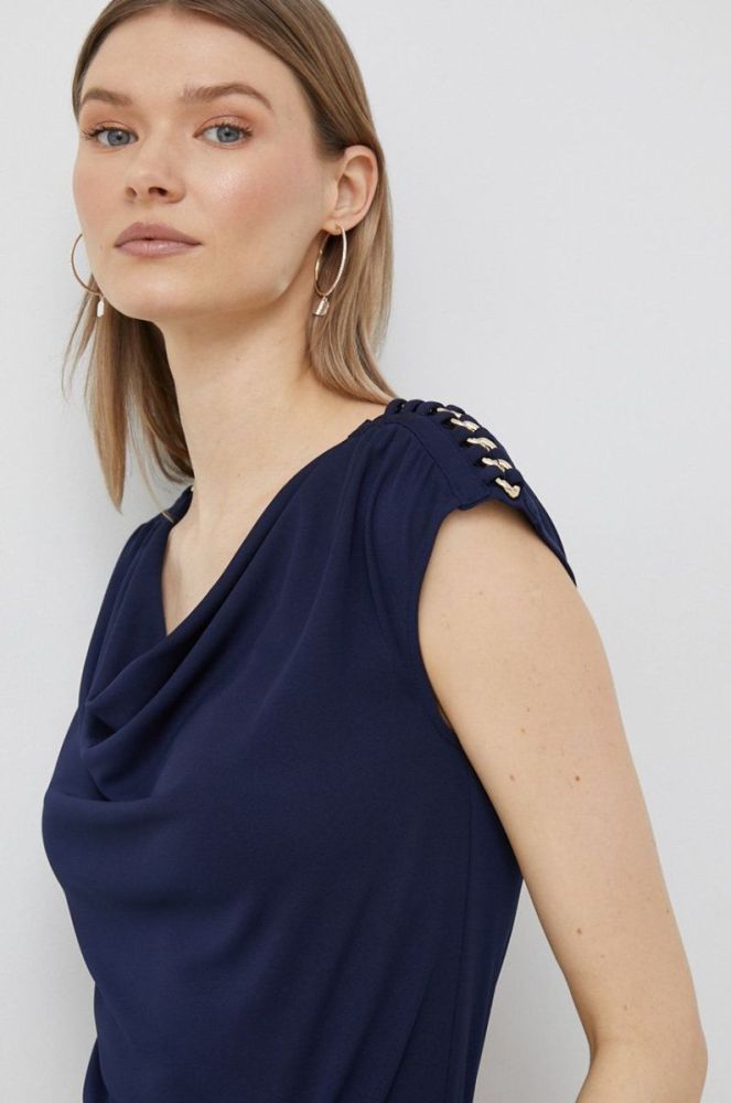 Блузка Lauren Ralph Lauren жіноча колір синій однотонна (2909868) фото 4
