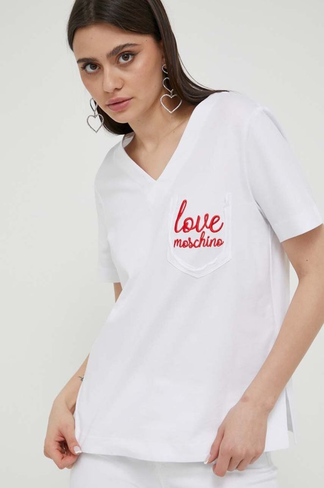 Бавовняна футболка Love Moschino колір білий (3285965)