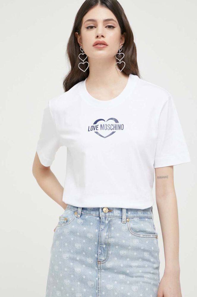 Бавовняна футболка Love Moschino колір білий (3192014)