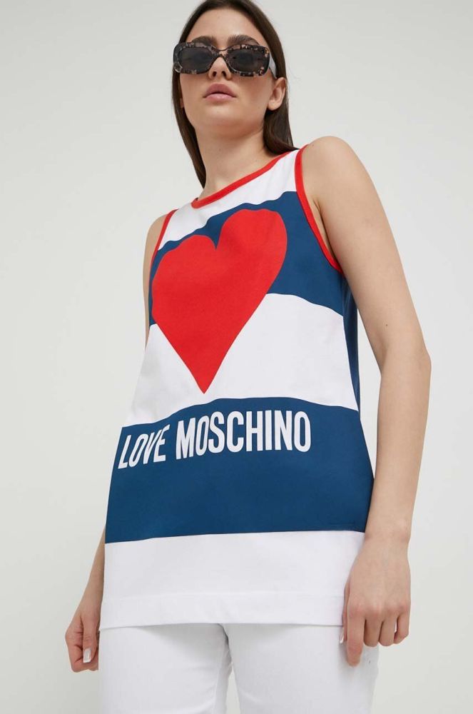 Бавовняний топ Love Moschino колір барвистий