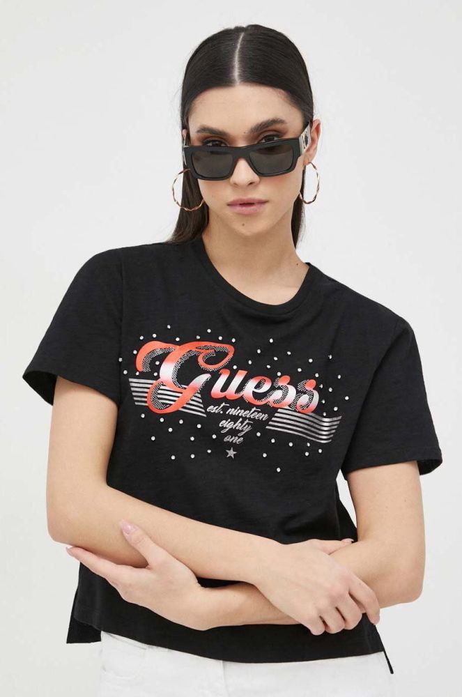 Бавовняна футболка Guess колір чорний (3075503)