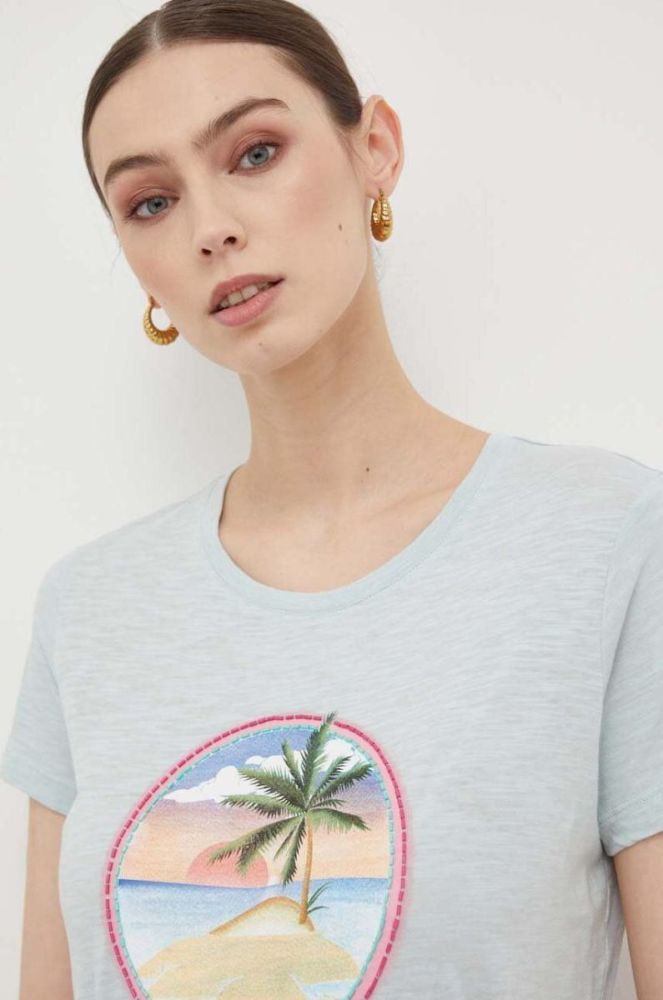 Бавовняна футболка Guess колір зелений (3242289) фото 4
