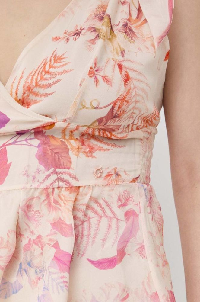 Блузка з домішкою шовку Guess колір помаранчевий візерунок фото 5