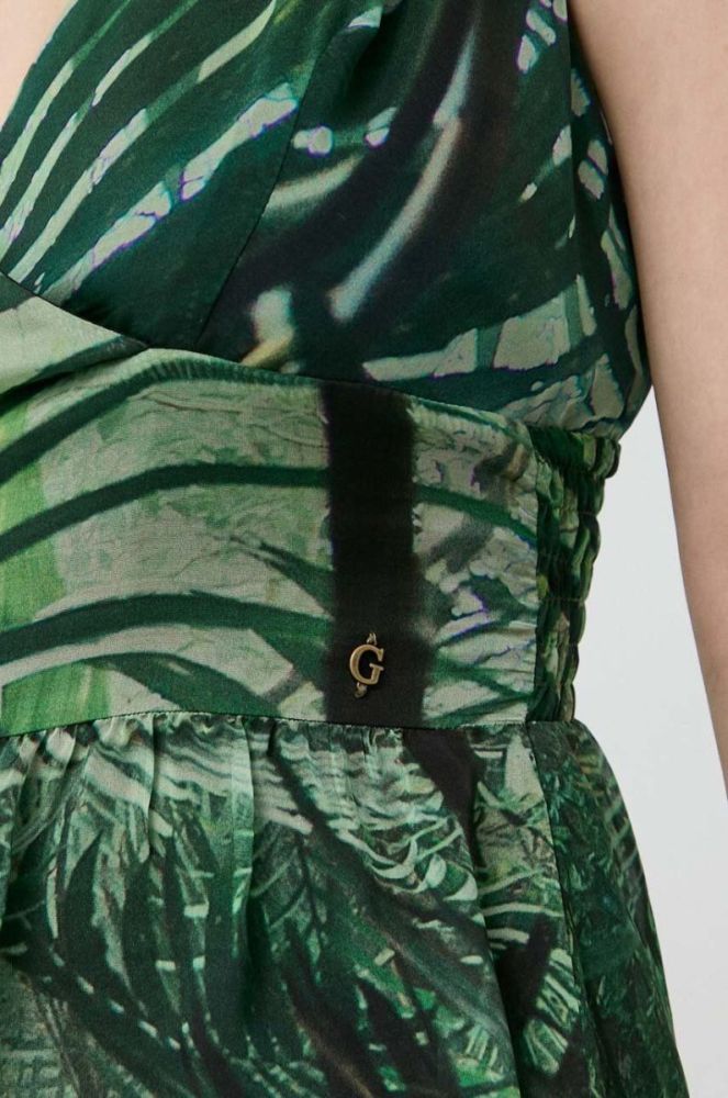 Блузка з домішкою шовку Guess колір зелений візерунок фото 5