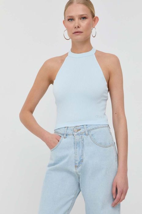 Топ Guess жіночий оголена спина колір блакитний