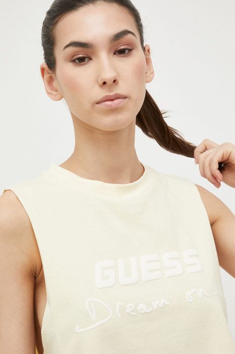 Бавовняний топ Guess колір жовтий
