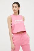 Бавовняний топ Guess колір рожевий (3145457)