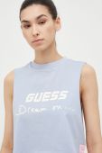 Бавовняний топ Guess колір блакитний (3145478)
