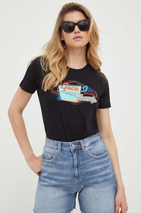 Бавовняна футболка Guess колір чорний (3220263)