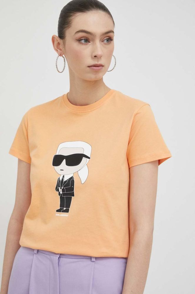 Бавовняна футболка Karl Lagerfeld колір помаранчевий (3080918)