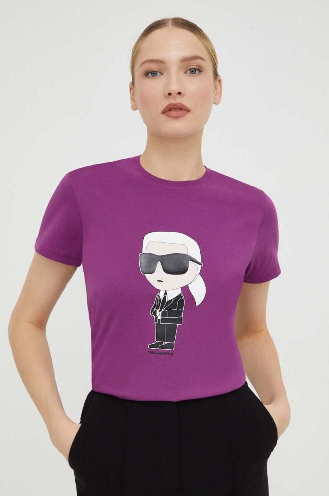 Бавовняна футболка Karl Lagerfeld колір фіолетовий (3513252)