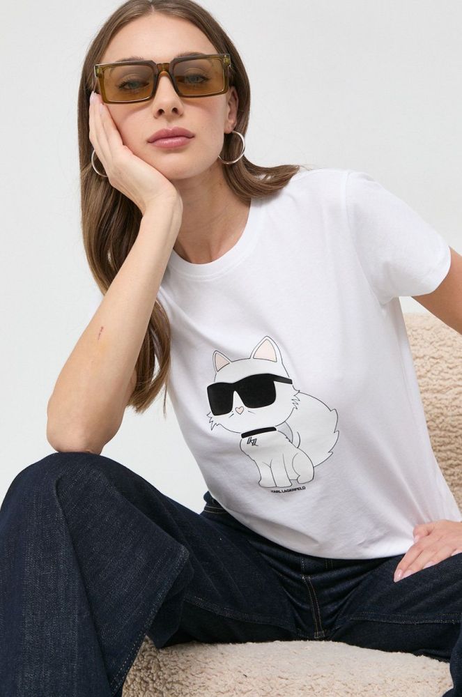 Бавовняна футболка Karl Lagerfeld колір білий (2891578)